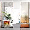 Modern partition porch glass partition 3d model