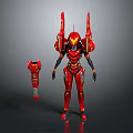 Red Mechanical Weapon Armor Complete Set Featuring Detachable Arm Components And Sleek Design 3d model
