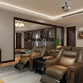 Basement Home Gym With Treadmill Exercise Bike Dumbbells Tile Floor And Chandeliers