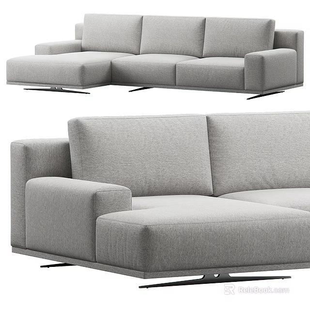 Modern Gray Sectional Sofa Featuring Spacious Seating Sleek Lines And Modular Design 3d model