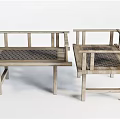 Two Leisure Chairs With Wooden Frame And Woven Seat For Relaxation