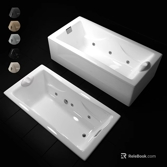 Modern White Freestanding Bathtub With Massage Jets And Sleek Design 3d model 