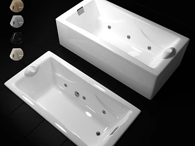 Modern White Freestanding Bathtub With Massage Jets And Sleek Design 3d model