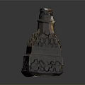 Traditional Architectural Tower With Intricate Carvings Geometric Patterns And Arabic Calligraphy