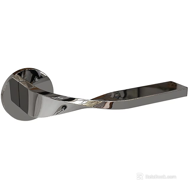 Modern Chrome Cabinet Handle With Sleek Shiny Metal Design For Furniture 3d model 