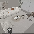 Cream wind sofa coffee table combination 3d model