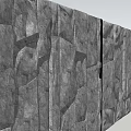 Landscape Feature Wall with Natural Stone Texture and Vertical Wooden Strips in Modern Design