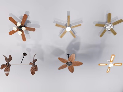 Different Design Air Conditioner Fans With Varied Blade Shapes Colors And Materials 3d model