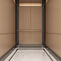 Elevator Interior Design With Wooden Panel Walls And Polished Marble Floor 3d model