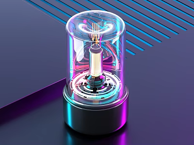 Unique Shaped Table Lamp With Transparent Shade And Colorful Lighting For Modern Home Interior Decor 3d model