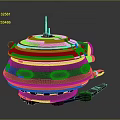 Red Top Black Body Spacecraft With Antenna And Base Structure For Space Exploration