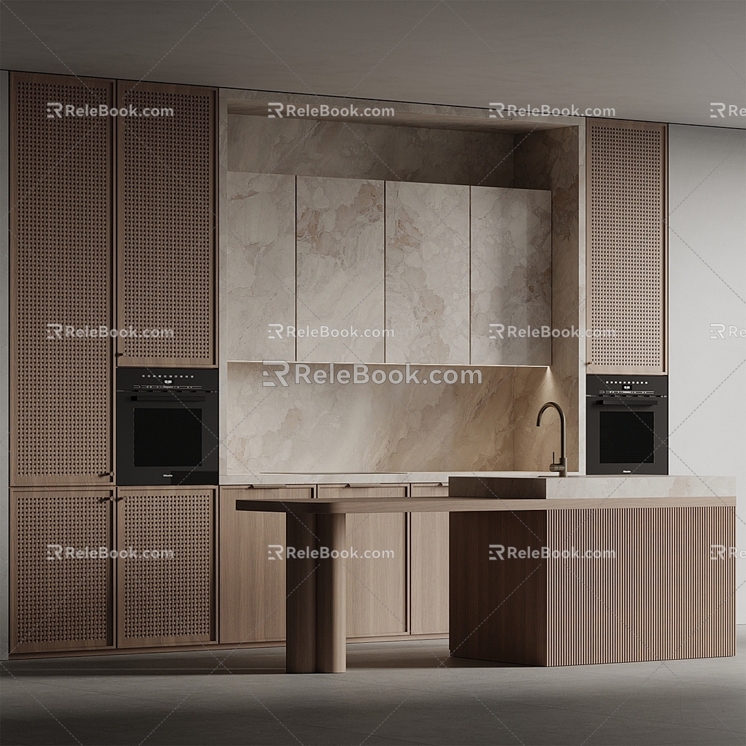 New Chinese style solid wood cabinet open kitchen model