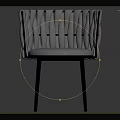 Modern Woven Back Chair With Light Gray Cushion And Brown Metal Legs