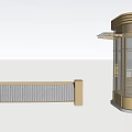 Metallic Exterior Security Barrier Gate And Modern Glass Enclosed Security Booth Structure