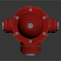 Red Fire Hydrant With Top Cap Valve And Base On Dark Background