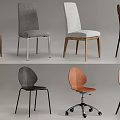 Modern Stylish Dining Chairs With Various Designs Fabric Leather And Wood Elements 3d model