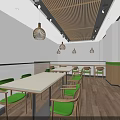 Fresh Nutritious Tasty Restaurant With Open Kitchen Vegetable Display And Modern Seating
