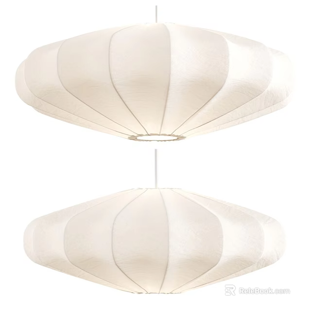 Elegant White Pleated Pendant Light Design For Modern Interior Decor And Lighting 3d model