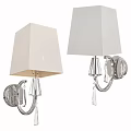 Modern Wall Sconces With White Shades Crystal Decorations And Metal Brackets