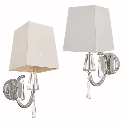 Modern Wall Sconces With White Shades Crystal Decorations And Metal Brackets 3d model