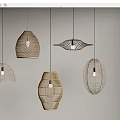 Rattan chandelier combination 3d model