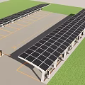 Tensile Membrane Canopy Structure For Electric Vehicle Parking Lot With Charging Stations And Cars