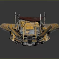 Futuristic Yellow Sci Fi Transport Vehicle With Red Canopy And Glowing Mechanical Parts