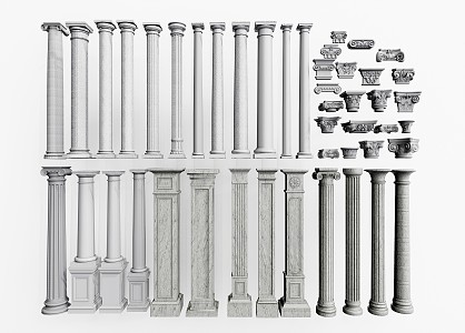 European Roman Column Roman Column Gypsum Roman Column Carved Column Marble Roman Column 3d model