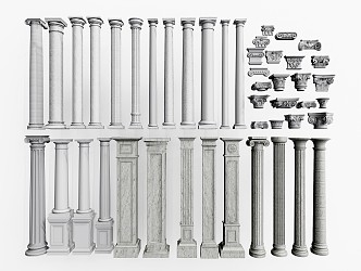 European Roman Column Roman Column Gypsum Roman Column Carved Column Marble Roman Column 3d model