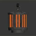 Space Exploration Cylindrical Component With Orange Thermal Strips And Mini Rover