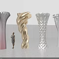 Decorative Columns With Unique Designs And Pink Gold Silver White Colors In Modern Interior