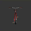 Red Modern Bicycle With Brown Seat And Front Basket For Urban Riding