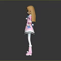 Orange Haired Game And Movie Character In Pink And White Dress With Blue Accents