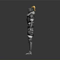 Medieval Knight Armor 3D Model As Battle Weapon With Silver And Gold Accents