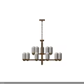 Modern Brass Chandelier With Multiple Cylindrical Glass Shades And Sleek Design