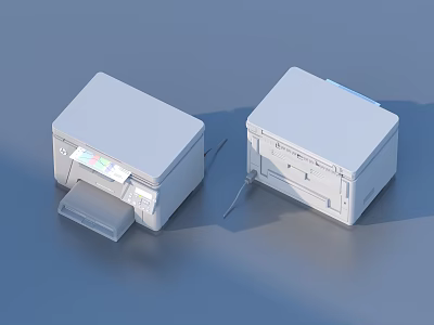 White Home Office Printers With Open Paper Tray And Closed Design 3d model