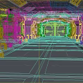 Futuristic Space Station Corridor Interior With Metallic Frames Glowing Lights And Tech Panels 3d model