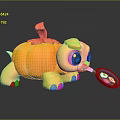Cute Game Character Turtle With Pumpkin Shell Red Hat Holding Frying Pan And Fried Egg