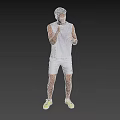 Man Training In White Tank Top And White Shorts With Yellow Sneakers