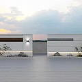 Modern Outdoor Courtyard Design With White Walls Lighting Rock Formations And Small Trees