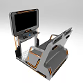 Modern Arcade Gaming Seat With Large Screen Control Buttons And Gray Orange Design 3d model