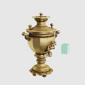 Vintage Brass Samovar Tableware Set With Traditional Design And Decorative Handles