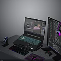 Gaming Workstation Setup With Dual Monitors Keyboard Mouse Headphones And Smartphone