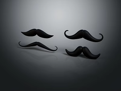 Men's Stylish Black Mustache Collection With Different Unique Shapes And Designs 3d model