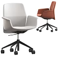 Modern Ergonomic Office Chair With Light Gray And Orange Upholstery Swivel Wheels Five-Point Base