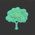 3D Model Tree With Green Rounded Foliage And Brown Textured Trunk