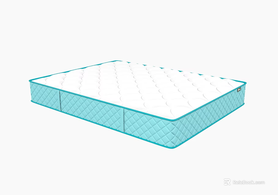 Comfortable Modern Mattress With Blue Quilted Border And Soft Supportive Surface 3d model 
