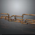 3D Rendered Hardware Tools Orange Pipes And Fittings Assembly