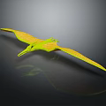 Green And Yellow Pterosaur With Large Wings 3D Rendered On Black Background With Reflection 3d model