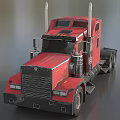 Red Semi Truck Featuring Dual Exhaust Pipes Shiny Cab And Black Tires